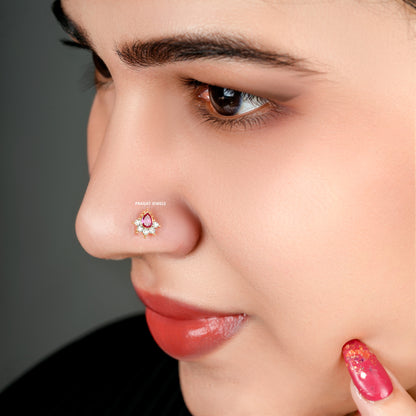 Diamond Stud Pear shape 18K Yellow Gold 8MM Nosepin ,A Perfect Gift For Your Perfect Partner.