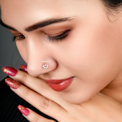 Diamond Stud Pear shape 18K Yellow Gold 8MM Nosepin ,A Perfect Gift For Your Perfect Partner.