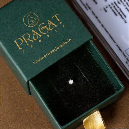 18kt White Gold Single Diamond Nosepin/Andi Elegant Nose Jewelry for Women Gift  For The Real Diamond Nosestud ,
