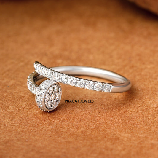 Diamond cluster ring whine Gold Yellow Gold Brillant Cut Diamond Stud Ladies Engagement Ring, Hand crafted with love - PRAGAT JEWELS