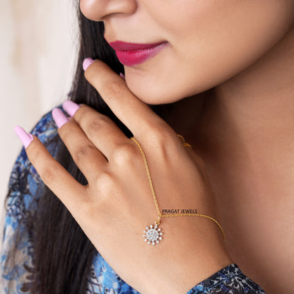 Round Rose Cut 14k Gold Diamond Pendant  Jewelry Anniversary Gift Engagement Gift Gift for her Gold