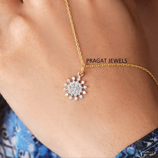 Round Rose Cut 14k Gold Diamond Pendant  Jewelry Anniversary Gift Engagement Gift Gift for her Gold