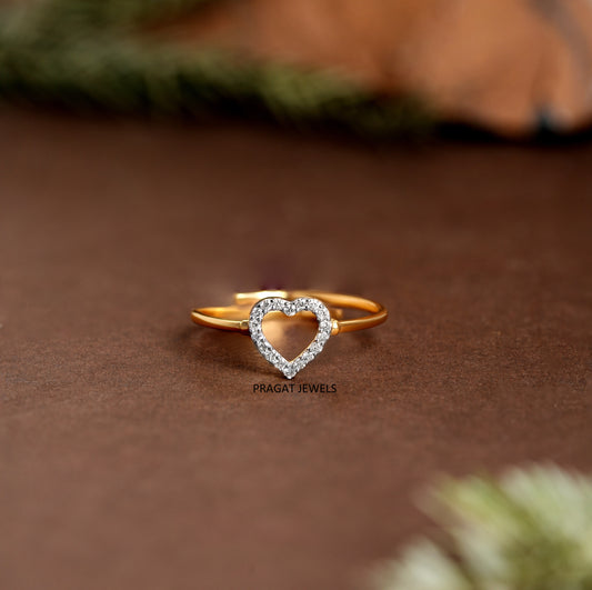 "Gold Heart Ring  – Adjustable Dainty Promise Ring for Women, Open Heart Gold Ring, Valentine's Day Gift for Her