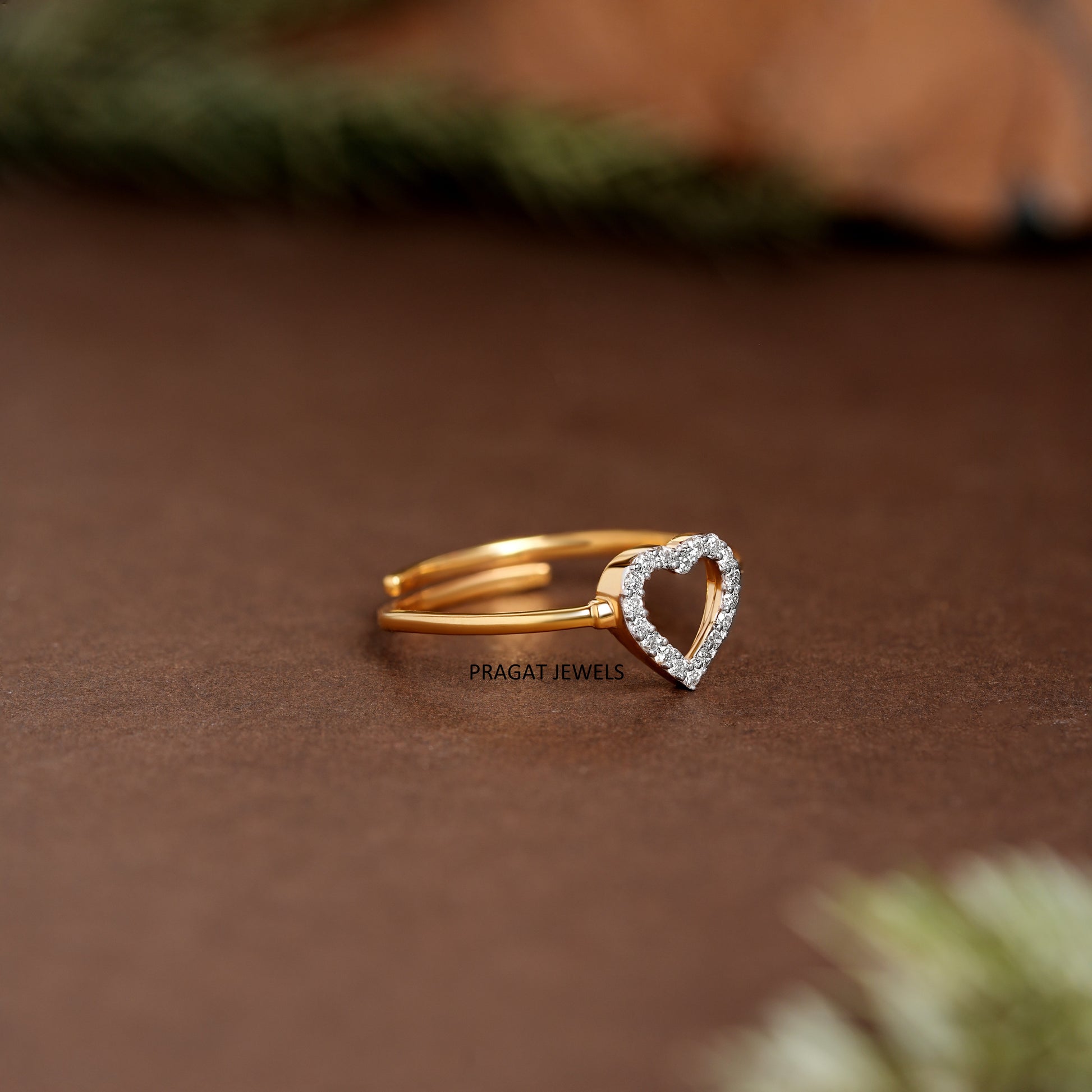 Gold Heart Ring – Adjustable Dainty Promise Ring for Women, Open