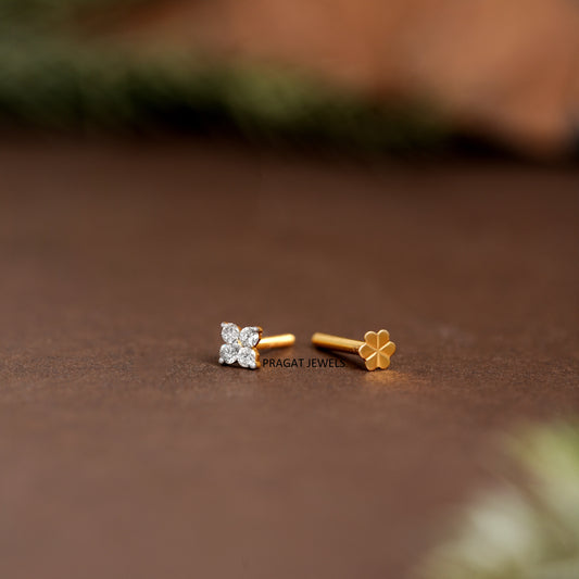 Thin Delicate Crystal Nose Pin, Flower Nose Stud, Diamond Nose Stud, AB Crystal Nose Pin,