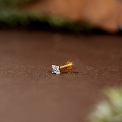 Thin Delicate Crystal Nose Pin, Flower Nose Stud, Diamond Nose Stud, AB Crystal Nose Pin,