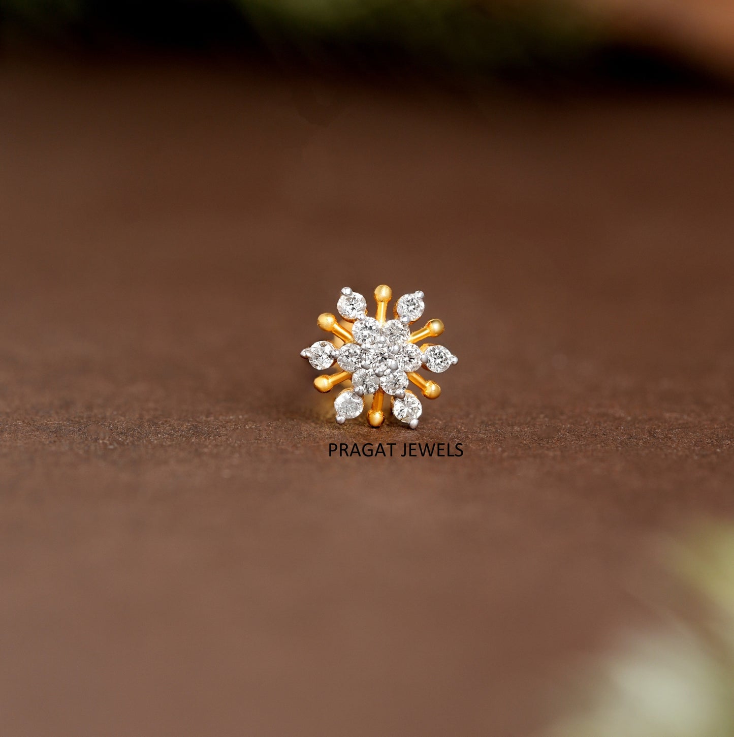 18k Solid Gold  Nose Stud  Flower Nosepin Flower Nose Stud