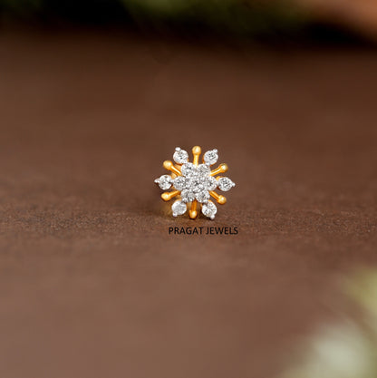 18k Solid Gold  Nose Stud  Flower Nosepin Flower Nose Stud