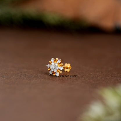 18k Solid Gold  Nose Stud  Flower Nosepin Flower Nose Stud