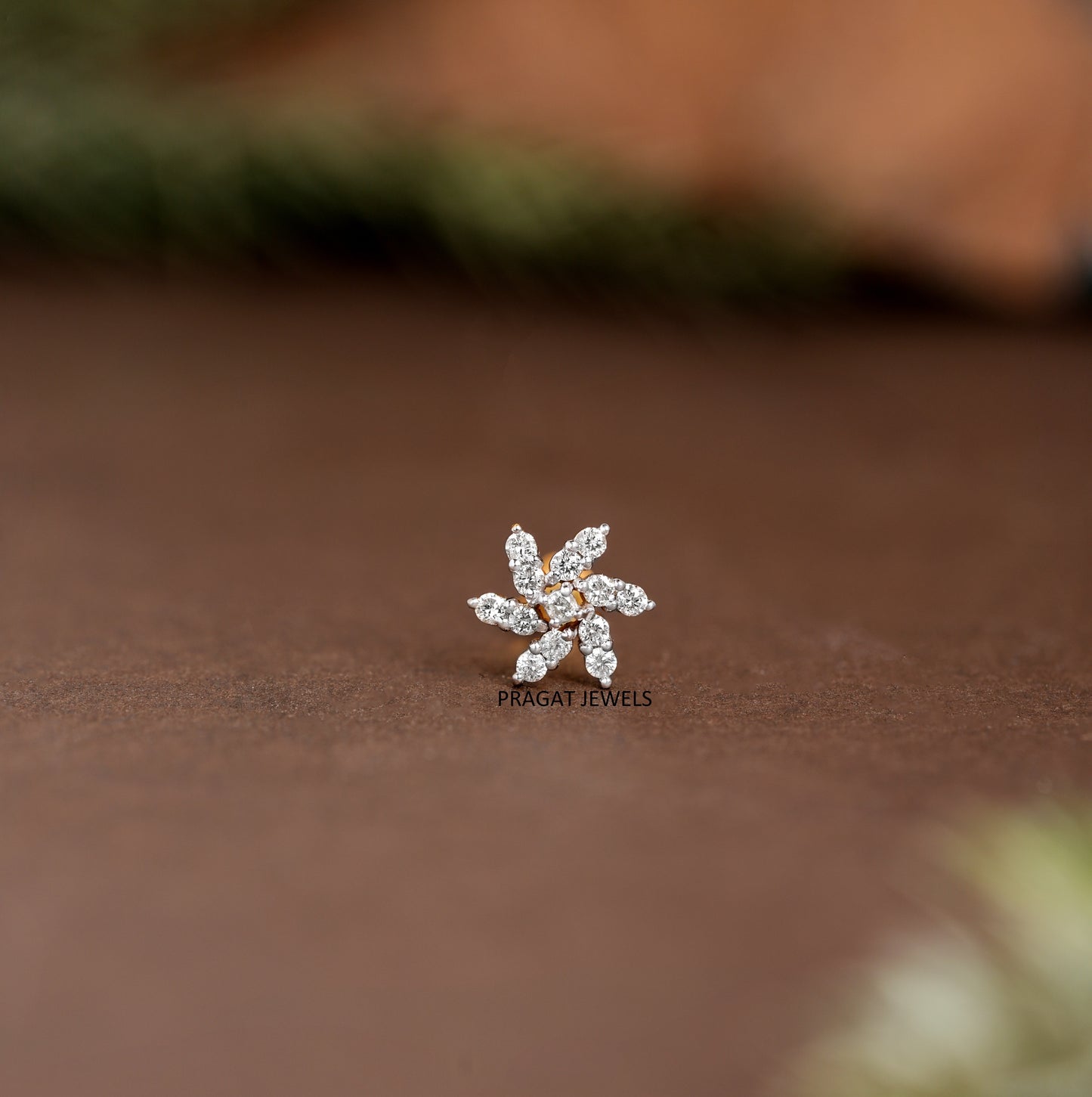 Natural Diamond Nose Pin/ 18K Yellow Gold Wire Type Nose Pin/ Engagement Gif Anniversary Gift