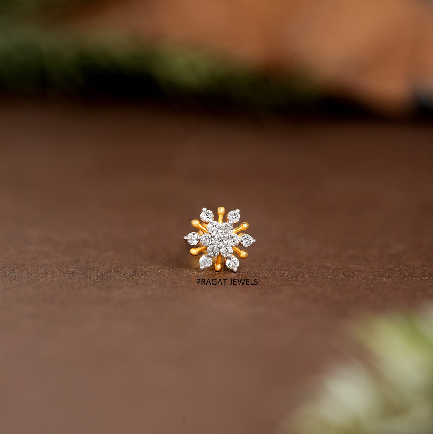 18k Solid Gold  Nose Stud  Flower Nosepin Flower Nose Stud