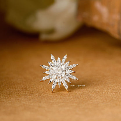 Indian Nose Stud Traditional Nose Stud Indian Nose pin Diamond Nose Piercing Unique Nose Stud 18K Yellow gold Nose Stud  Shape Nose Stud - PRAGAT JEWELS