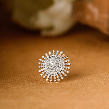 Diamonds Cluster Nosepin 18K Gold Indian Nose Stud Traditional Nose A precious Gift for The Percious One. - PRAGAT JEWELS