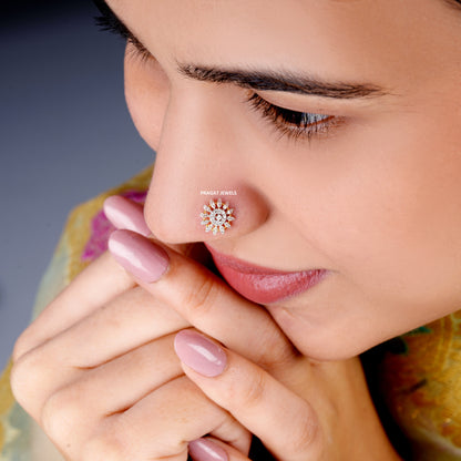 Stud Traditional Nose Stud Indian Nose pin Diamond Nose Piercing Unique Nose Stud 18K Yellow gold Nose Stud  Shape Nose Stud - PRAGAT JEWELS
