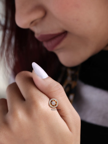18K Yellow Gold Brillant Cut Diamond Hand crafted with love