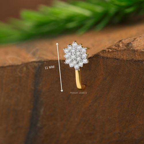 Natural Diamond Flower Stud for, 18K Gold Diamond Helix Bugadi