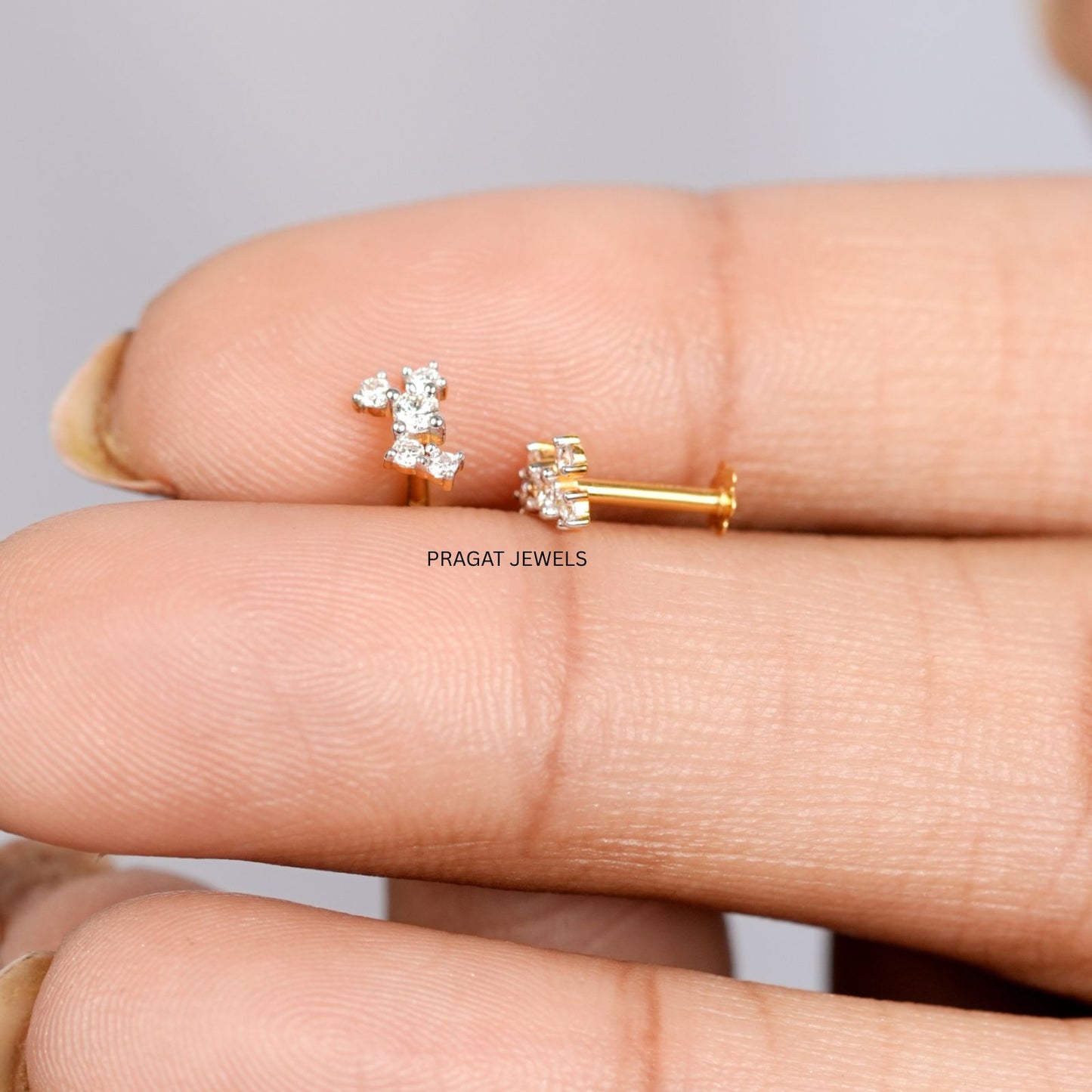 Curved Diamond Stud Earrings | Minimalist Dainty Diamond Jewelry | Modern Everyday Studs NP1249