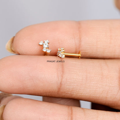 Curved Diamond Stud Earrings | Minimalist Dainty Diamond Jewelry | Modern Everyday Studs NP1249