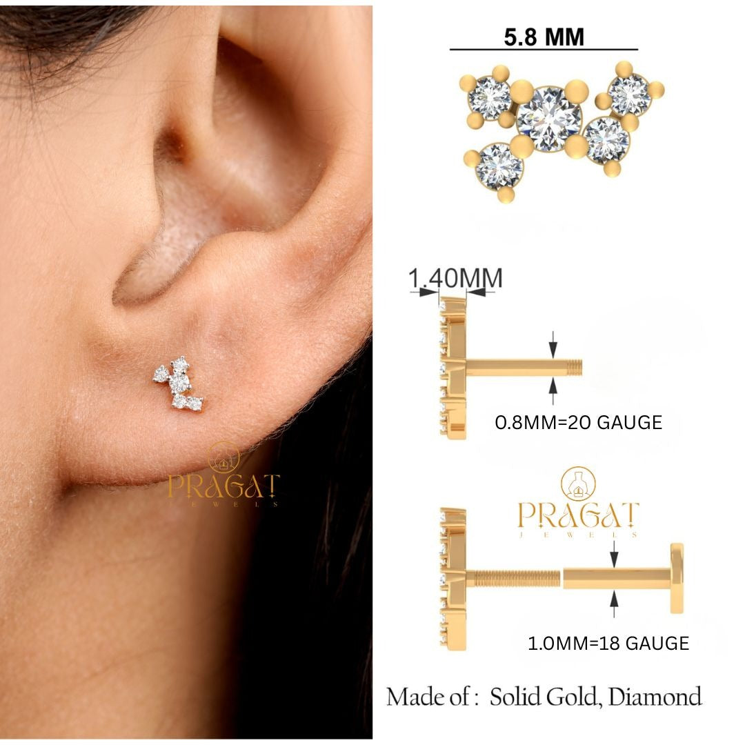 Curved Diamond Stud Earrings | Minimalist Dainty Diamond Jewelry | Modern Everyday Studs NP1249