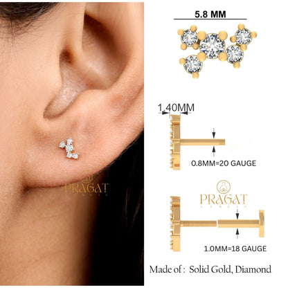 Curved Diamond Stud Earrings | Minimalist Dainty Diamond Jewelry | Modern Everyday Studs NP1249