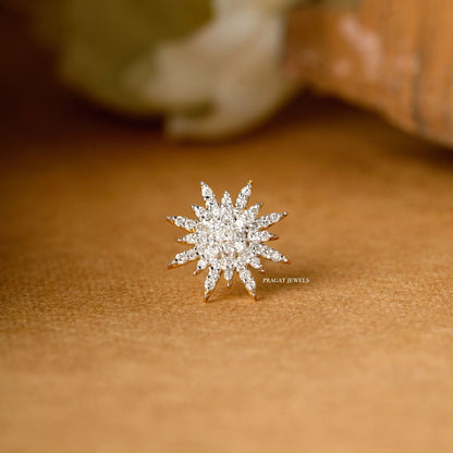 Indian Nose Stud Traditional Nose Stud Indian Nose pin Diamond Nose Piercing Unique Nose Stud 18K Yellow gold Nose Stud  Shape Nose Stud