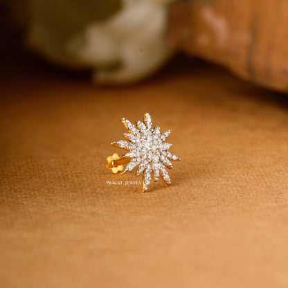 Indian Nose Stud Traditional Nose Stud Indian Nose pin Diamond Nose Piercing Unique Nose Stud 18K Yellow gold Nose Stud  Shape Nose Stud - PRAGAT JEWELS