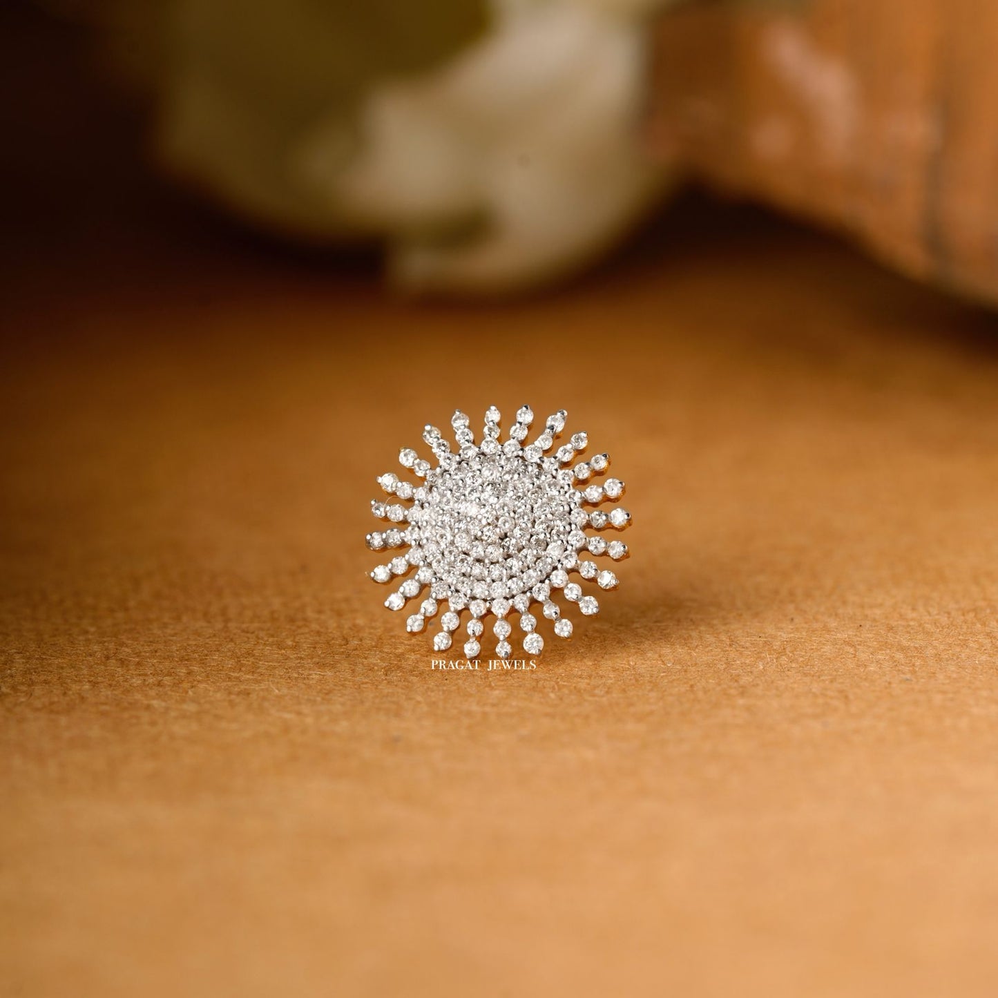 Diamonds Cluster Nosepin 18K Gold Indian Nose Stud Traditional Nose A precious Gift for The Percious One.