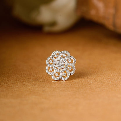 FLOWER NOSEPIN 18k Indian Nose Stud Traditional Nose Stud Indian Nose Ring Diamond Nose Piercing