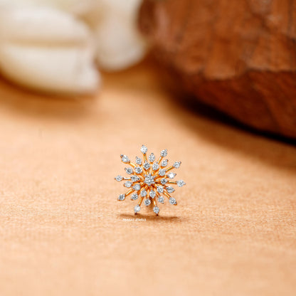Stunning floral Diamond cocktail Nosepin for women Gift for The Percious One.