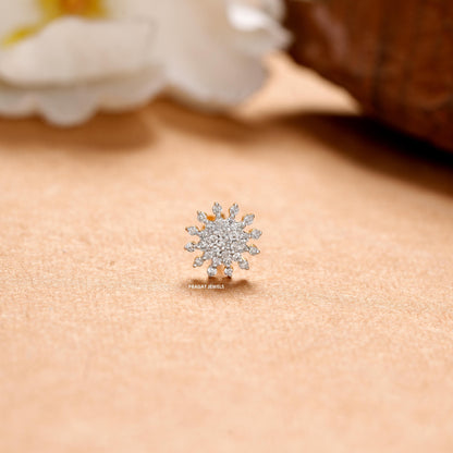 Indian Nose Stud Traditional Nose Stud Indian Nose pin Diamond Nose Piercing Unique Nose Stud 18K Yellow gold Nose Stud  Shape Nose Stud