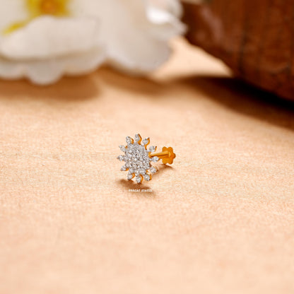 Indian Nose Stud Traditional Nose Stud Indian Nose pin Diamond Nose Piercing Unique Nose Stud 18K Yellow gold Nose Stud  Shape Nose Stud - PRAGAT JEWELS