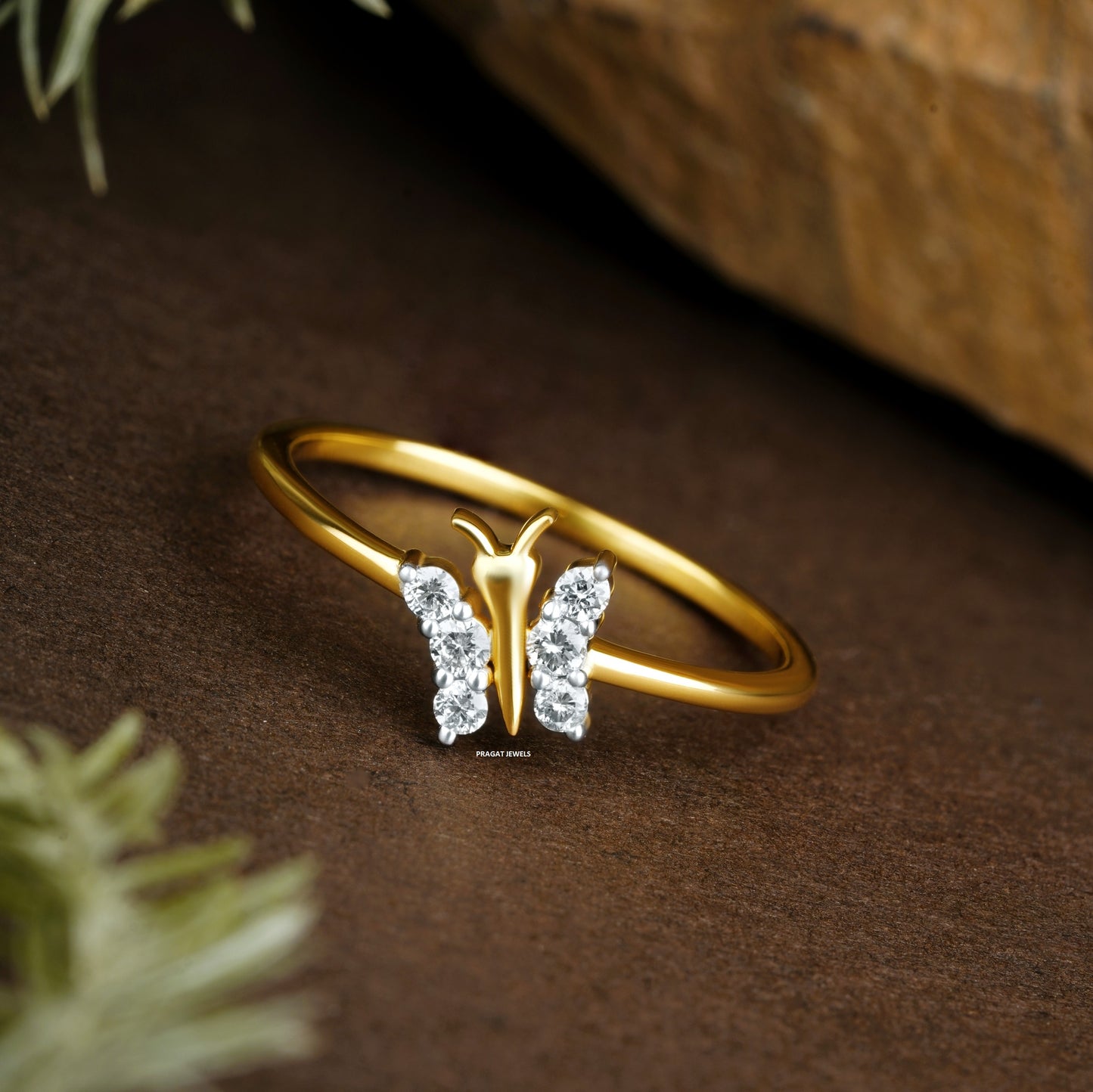 Twilight Butterfly 14KT Gold & Diamond Stud ring for women Gift for The Percious One.
