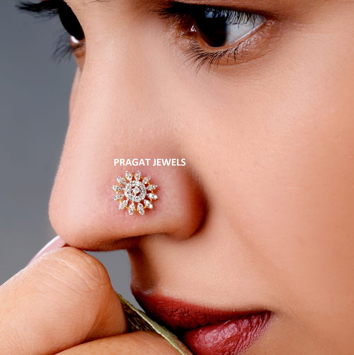 Stud Traditional Nose Stud Indian Nose pin Diamond Nose Piercing Unique Nose Stud 18K Yellow gold Nose Stud  Shape Nose Stud - PRAGAT JEWELS