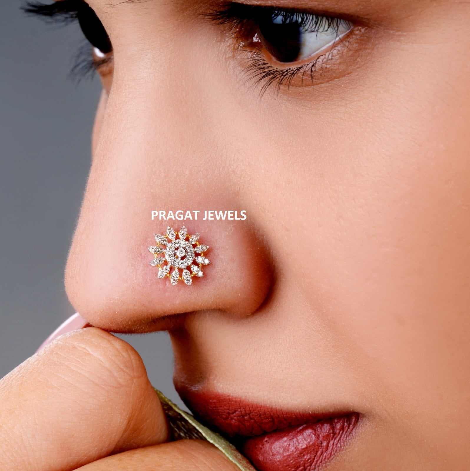 Stud Traditional Nose Stud Indian Nose pin Diamond Nose Piercing Unique Nose Stud 18K Yellow gold Nose Stud  Shape Nose Stud - PRAGAT JEWELS