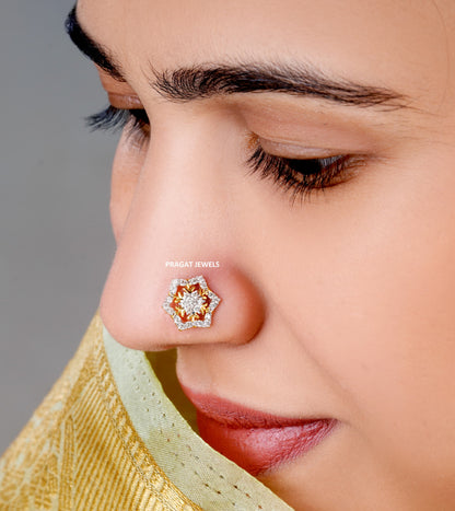 Diamond Stud  10mm medium size Cluster Nosepin A precious Gift for The Percious One.