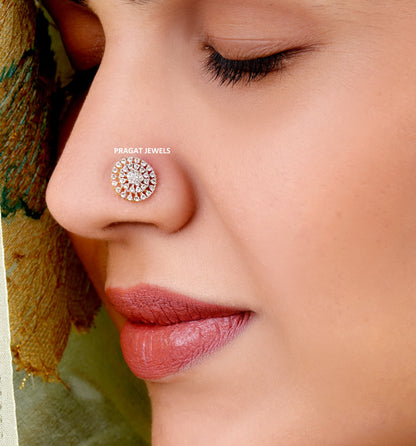 Diamond Stud  9.4mm medium size Cluster Nosepin A precious Gift for The Percious One.
