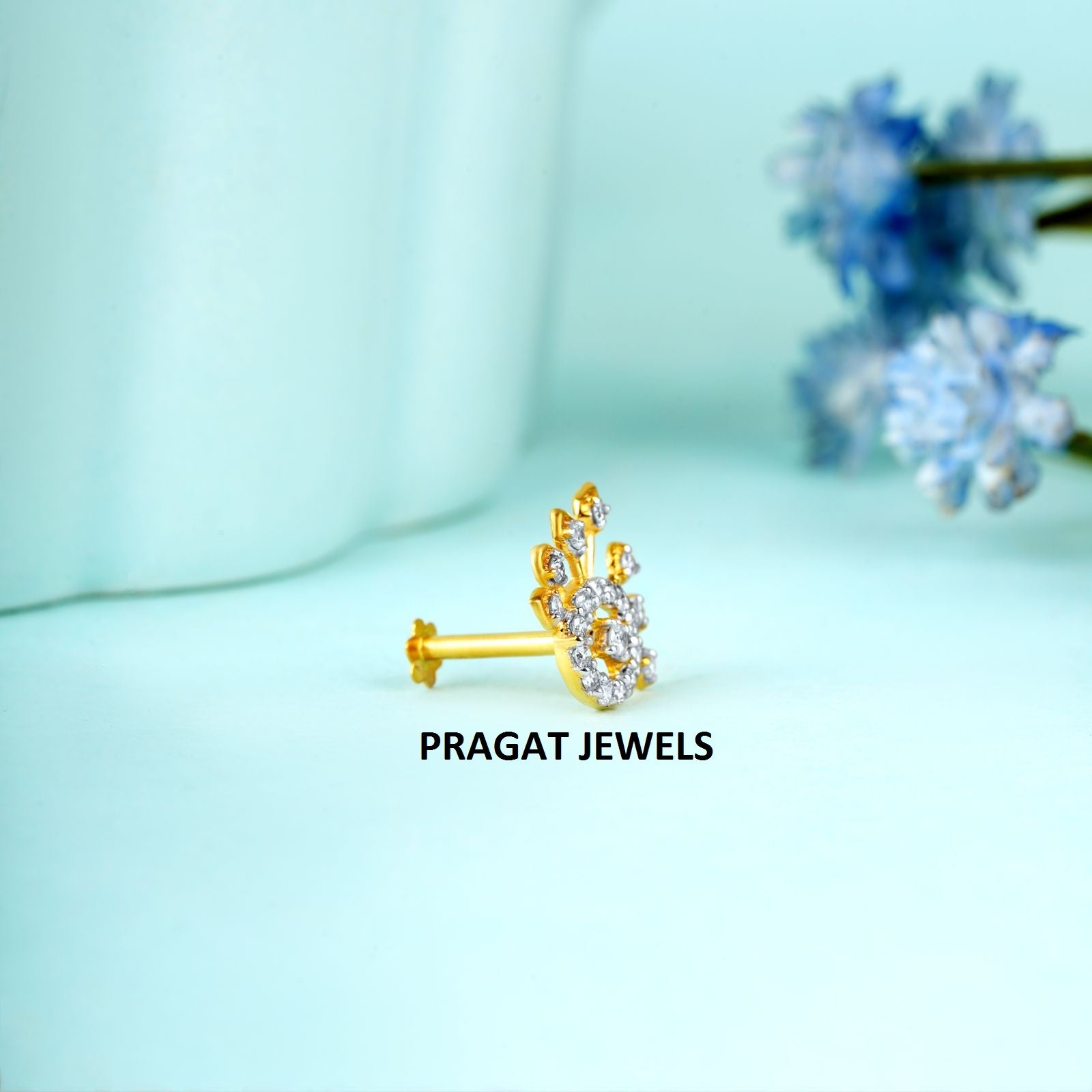 18K Yellow Gold 10.3MM Nosepin ,Handcrafted With Love For the Special Moments Of Your Life. - PRAGAT JEWELS