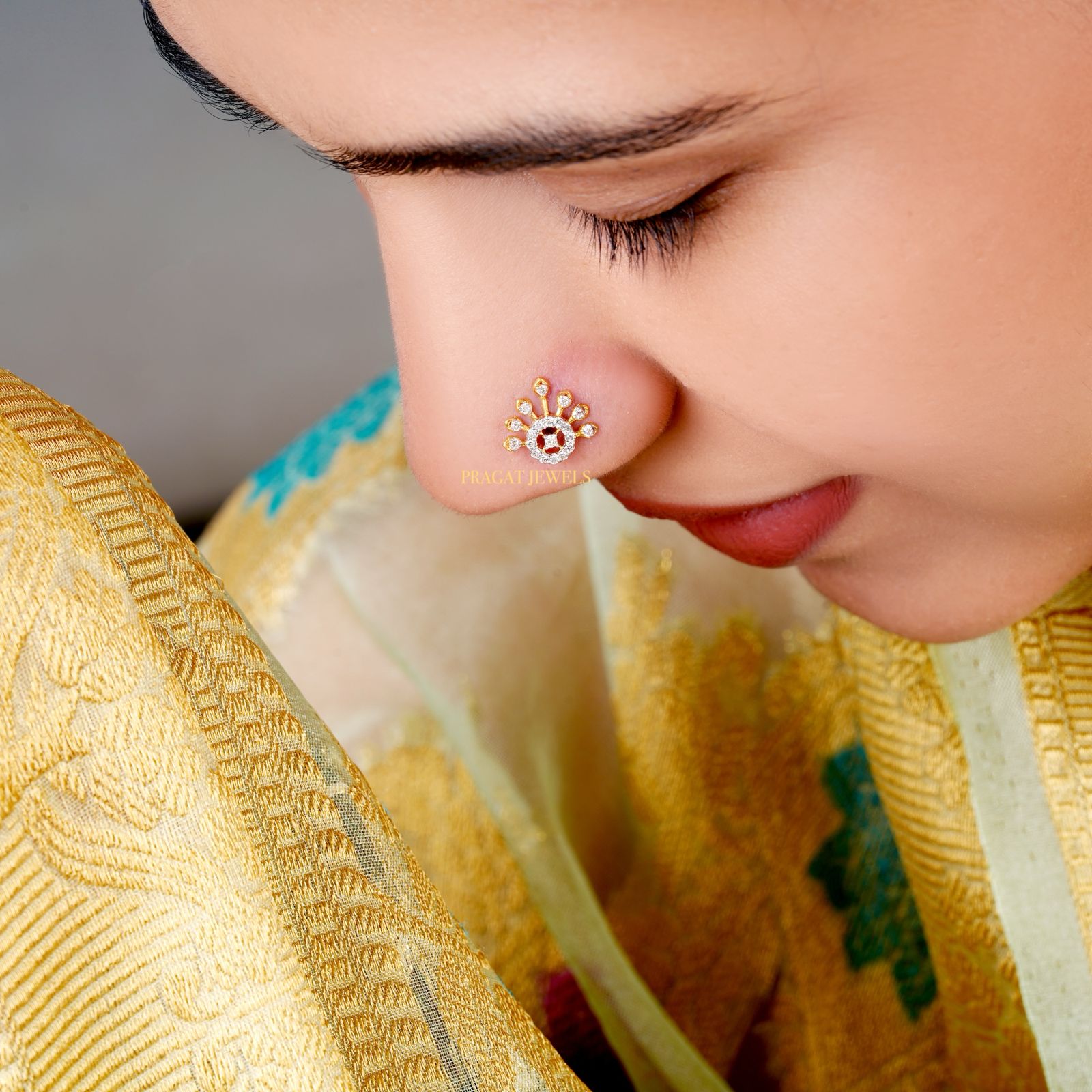 18K Yellow Gold 10.3MM Nosepin ,Handcrafted With Love For the Special Moments Of Your Life. - PRAGAT JEWELS