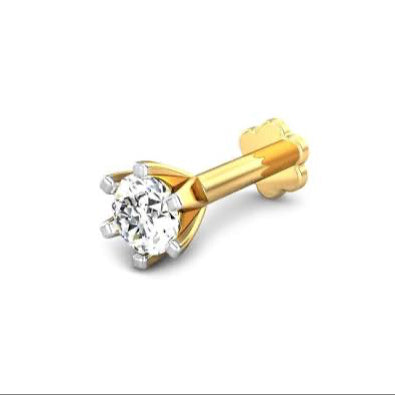 18kt Gold Single Diamond Nosepin/Nosestud/Andi  Elegant Nose Jewelry for Women Gift For The Real Diamond Nosestud ,Conch ,lube,Rook