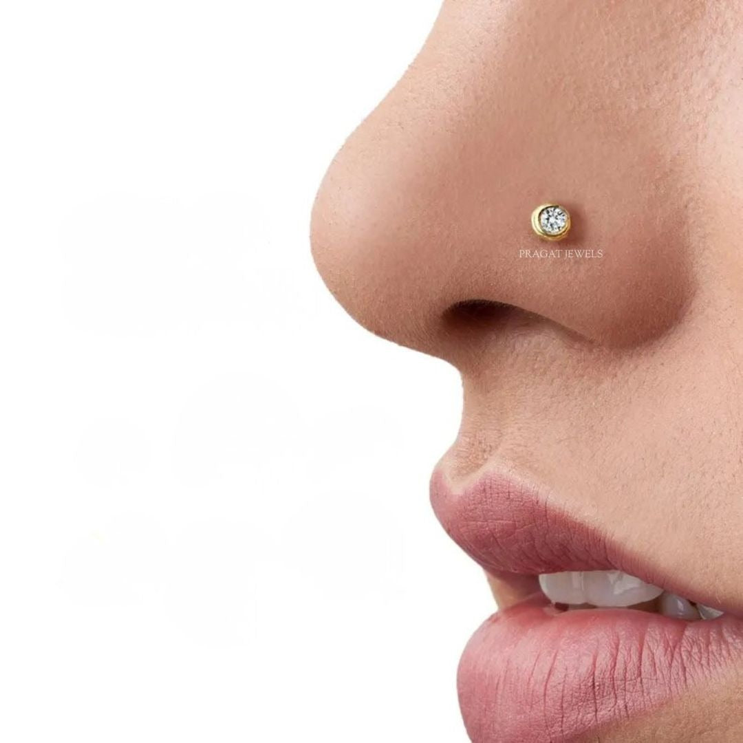 Natural Diamond Stud Diamond Nose Stud, Genuine Diamond Nose Stud,