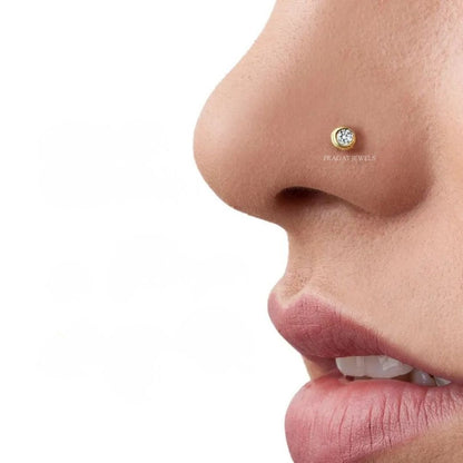 Natural Diamond Stud Diamond Nose Stud, Genuine Diamond Nose Stud,