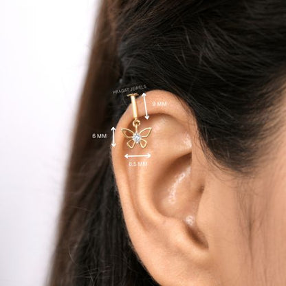 Butterfly Helix Bugadi Piercing 18K Gold Diamond Bugadi