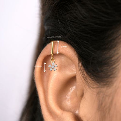 18kt Yellow Gold Floral Diamond Helix Bugadi Piercing