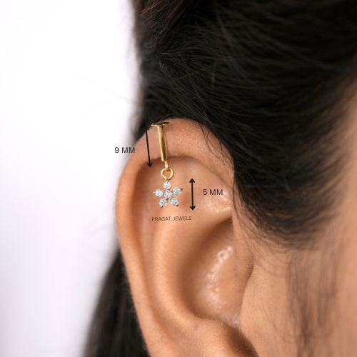 Diamond Cluster Helix Bugadi 18k Yellow Gold Brilliant Cut Diamond Handcrafted With Love.