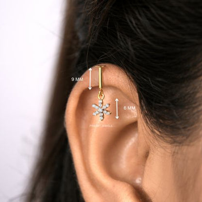 Flowers 18K Yellow Gold Helix Bugadi With Brilliant Cut