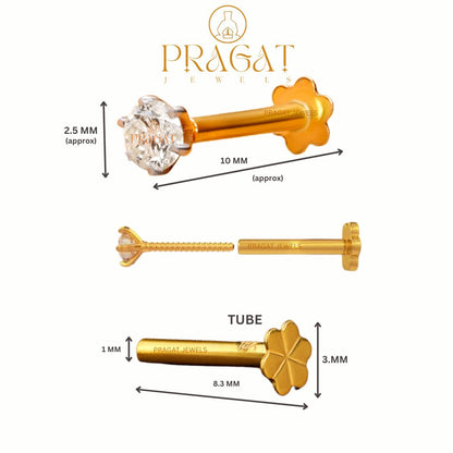 18kt Gold Single Diamond Nosepin  Elegant Nose Jewelry for Women Gift For The Percious One.